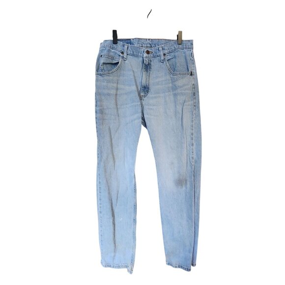Wrangler Mens Light Blue Denim Jeans 32x30 Relaxed Fit **WORK JEANS** - Picture 1 of 4